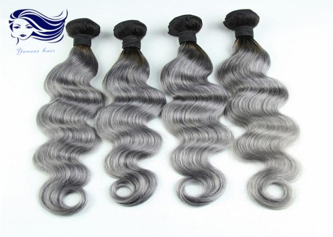 Ombre gris a coloré les cheveux brésiliens de vague de corps de prolongements de cheveux