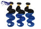 Paquets bleus d'armure de cheveux de Péruviens des cheveux 100 de couleur d'Ombre de vague de corps fournisseur