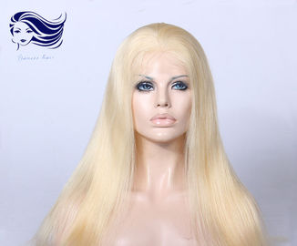 Chine Pleins cheveux blonds droits de perruques de dentelle, pleins cheveux de Vierge de perruques de dentelle usine