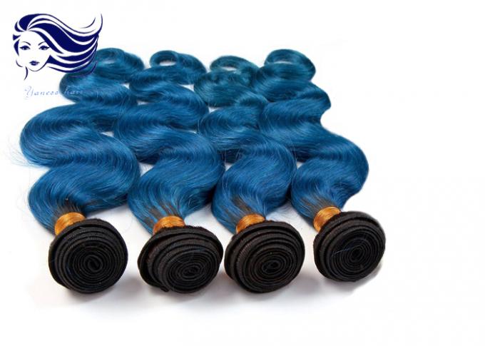Cheveux courts de corps de Vierge de vague de cheveux de jolie couleur brésilienne d'Ombre 1B/bleu