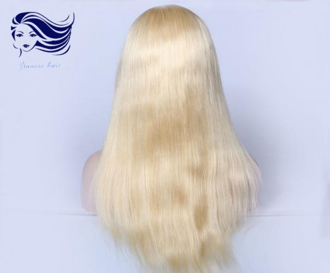 Pleins cheveux blonds droits de perruques de dentelle, pleins cheveux de Vierge de perruques de dentelle