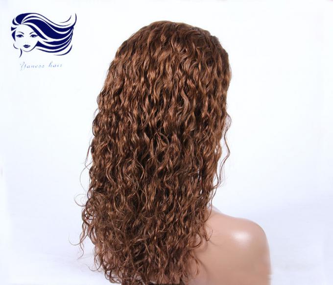 Les pleines perruques de dentelle de vrais cheveux naturels brun clair avec 7A évaluent