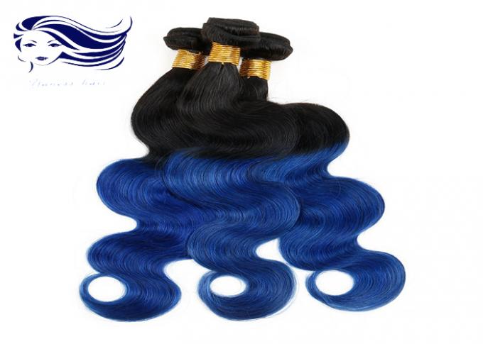 Paquets bleus d'armure de cheveux de Péruviens des cheveux 100 de couleur d'Ombre de vague de corps
