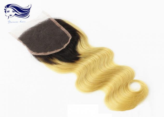 Fermeture brésilienne de dentelle de cheveux de couleur d'Ombre, cheveux de fermeture de dentelle d'armure 